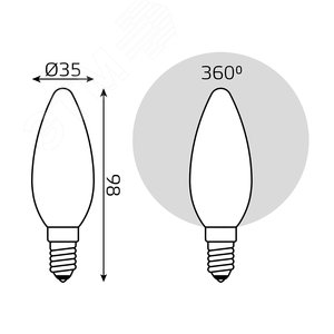Лампа светодиодная филаментная LED 5 Вт 420 лм 2700К AC185-265В E14 свеча теплая матовая колба Black Filament 103201105 GAUSS - 8
