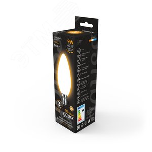 Лампа светодиодная филаментная LED 9 Вт 590 лм 3000К AC185-265В E14 свеча теплая матовая колба Black Filament 103201109 GAUSS - 6