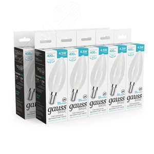 Лампа светодиодная филаментная LED 4.5 Вт 400 лм 4100К свеча нейтральный E14 AC 220В матовая колба Basic - фото 3