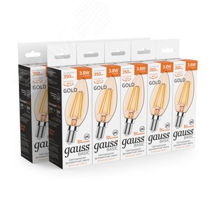 Лампа светодиодная филаментная LED 3.8 Вт 350 лм 2400К свеча теплый E14 AC 220В золотистая колба Basic - фото 3