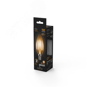 Лампа светодиодная филаментная LED 5 Вт 420 лм 2700К AC185-265В E14 свеча теплая Black Filament 103801105 GAUSS - 7