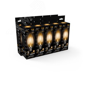 Лампа светодиодная филаментная LED 11 Вт 810 лм 2700К AC185-265В E14 свеча теплая  Black Filament Gauss 103801111 GAUSS - 8