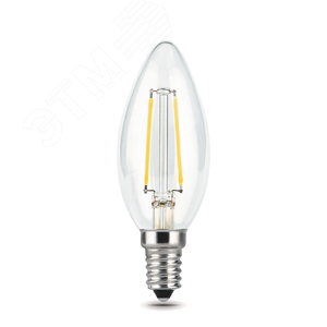 Лампа светодиодная филаментная LED 5 Вт 450 лм 4100К AC185-265В E14 свеча нейтральный  Black Filament Gauss