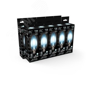 Лампа светодиодная филаментная LED 11 Вт 830 лм 4100К AC185-265В E14 свеча нейтральный Black Filament 103801211 GAUSS - 5
