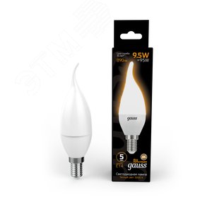 Лампа светодиодная LED 9.5 Вт 890 лм 3000К AC150-265В E14 свеча теплая Black 104101110 GAUSS - 3
