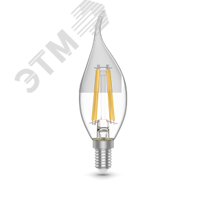 Лампа светодиодная филаментная LED 4.5 Вт 420 лм 4100К AC180-240В E14 свеча нейтральный  Basic Gauss