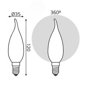 Лампа светодиодная филаментная LED 9 Вт 590 лм 3000К AC185-265В E14 свеча теплая матовая колба диммируемая Black Filament Gauss 104201109-D GAUSS - 8