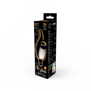 Лампа светодиодная филаментная LED 9 Вт 590 лм 3000К свеча на ветру теплый E14 AC 220В матовая колба диммируемая Black Filament - фото 4