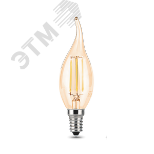 Лампа светодиодная филаментная LED 5 Вт 400 Лм 2700К E14 свеча теплая золотистая Black Filament Gauss