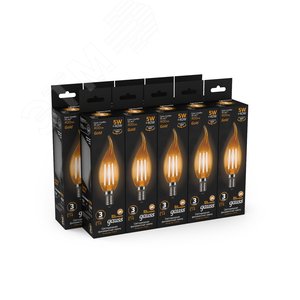Лампа светодиодная филаментная LED 5 Вт 400 лм 2700К свеча на ветру теплый E14 AC 220В золотистая колба Black Filament - фото 3