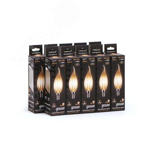 Лампа светодиодная филаментная LED 5 Вт 420 лм 2700К AC185-265В E14 свеча теплая  Black Filament Gauss 104801105 GAUSS - 5