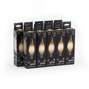 Лампа светодиодная филаментная LED 7 Вт 550 лм 2700К AC185-265В E14 свеча теплая Black Filament 104801107 GAUSS - 5