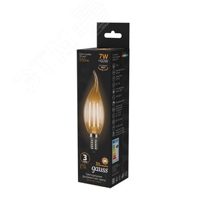Лампа светодиодная филаментная LED 7 Вт 550 лм 2700К AC185-265В E14 свеча теплая Black Filament 104801107 GAUSS - 6