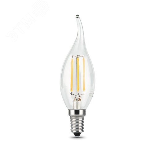 Лампа светодиодная филаментная LED 5 Вт 450 лм 4100К свеча на ветру нейтральный E14 AC 220В прозрачная колба Black Filament - фото 1