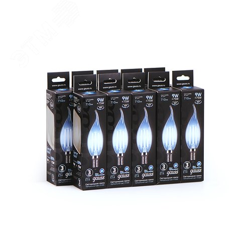 Лампа светодиодная филаментная LED 9 Вт 710 лм 4100К свеча на ветру нейтральный E14 AC 220В прозрачная колба Black Filament - фото 11