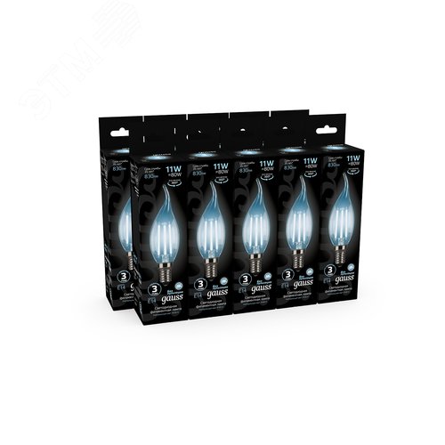 Лампа светодиодная филаментная LED 11 Вт 830 лм 4100К свеча на ветру нейтральный E14 AC 220В прозрачная колба Black Filament - фото 11