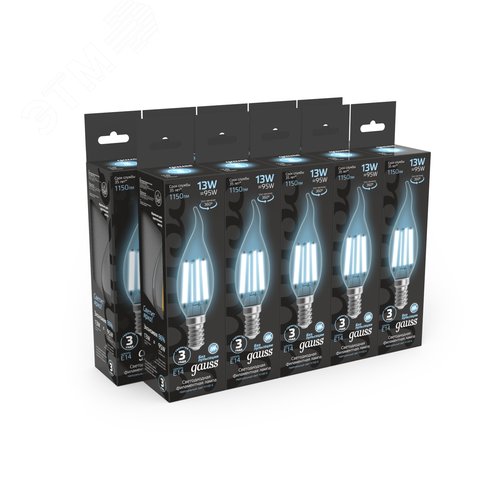 Лампа светодиодная филаментная LED 13 Вт 1150 лм 4100К свеча на ветру нейтральный E14 AC 220В прозрачная колба Black Filament - фото 10