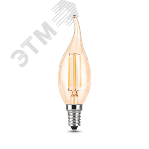 Лампа светодиодная филаментная LED 5 Вт 420 лм 4100К AC185-265В E14 свеча нейтральный золотистая колба Black Filament
