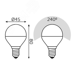 Лампа светодиодная LED 7 Вт 560 лм 3000К AC150-265В E14 шар P45 теплая диммируемая Black 105101107-D GAUSS - 7