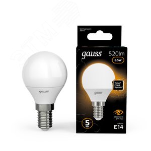 Лампа светодиодная LED 6.5 Вт 520 лм 3000К шар P45 теплый E14 AC 220В Black - фото 11