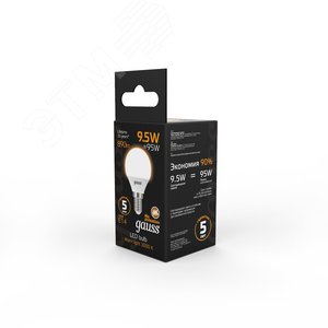 Лампа светодиодная LED 9.5 Вт 890 лм 3000К AC150-265В E14 шар P45 теплая Black 105101110 GAUSS - 6