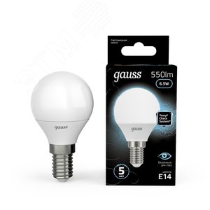 Лампа светодиодная LED 6.5 Вт 550 лм 4100К шар P45 нейтральный E14 AC 220В Black - фото 11