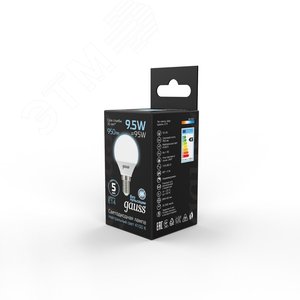 Лампа светодиодная LED 9.5 Вт 950 лм 4100К AC150-265В E14 шар P45 нейтральный  Black Gauss 105101210 GAUSS - 5