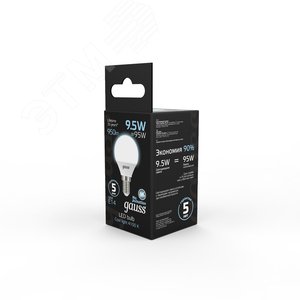 Лампа светодиодная LED 9.5 Вт 950 лм 4100К AC150-265В E14 шар P45 нейтральный  Black Gauss 105101210 GAUSS - 6