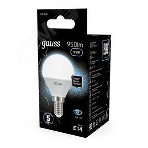 Лампа светодиодная LED 9.5 Вт 950 лм 4100К шар P45 нейтральный E14 AC 220В Black - фото 14