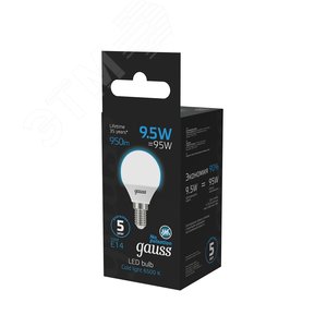 Лампа светодиодная LED 9.5 Вт 950 лм 6500К шар P45 холодный E14 AC 220В Black - фото 15