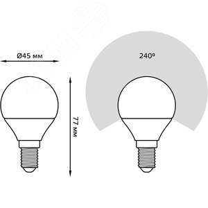 Лампа светодиодная LED 9.5 Вт 950 лм 6500К шар P45 холодный E14 AC 220В Black - фото 17