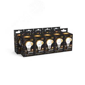 Лампа светодиодная LED 7 Вт 520 лм 3000К AC150-265В E27 шар P45 теплая шаговое диммирование выключателем Black 105102107-S GAUSS - 3