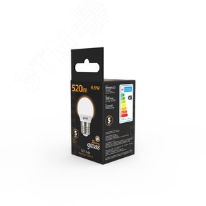 Лампа светодиодная LED 6.5 Вт 520 лм 3000К AC150-265В E27 шар P45 теплая Black 105102107 GAUSS - 7