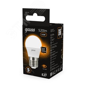 Лампа светодиодная LED 6.5 Вт 520 лм 3000К шар P45 теплый E27 AC 220В Black - фото 14
