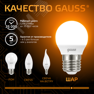 Лампа светодиодная LED 6.5 Вт 520 лм 3000К шар P45 теплый E27 AC 220В Black - фото 7