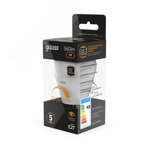 Лампа светодиодная LED 7 Вт 560 лм 3000К шар P45 теплый E27 AC 220В диммируемая Black - фото 4