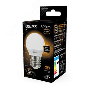 Лампа светодиодная LED 9.5 Вт 890 лм 3000К шар P45 теплый E27 AC 220В Black - фото 13