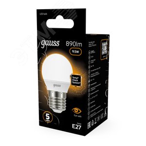 Лампа светодиодная LED 9.5 Вт 890 лм 3000К шар P45 теплый E27 AC 220В Black - фото 14