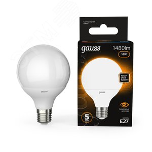 Лампа светодиодная LED 16 Вт 1480 лм 3000К шар G95 теплый E27 AC 220В Black - фото 10