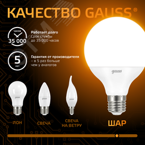 Лампа светодиодная LED 16 Вт 1480 лм 3000К шар G95 теплый E27 AC 220В Black - фото 6