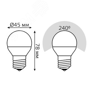Лампа светодиодная LED 7 Вт 550 лм 4100К AC150-265В E27 шар P45 нейтральный шаговое диммирование выключателем Black 105102207-S GAUSS - 7