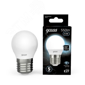Лампа светодиодная LED 6.5 Вт 550 лм 4100К шар P45 нейтральный E27 AC 220В Black - фото 11