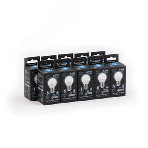 Лампа светодиодная LED 6.5 Вт 550 лм 4100К AC150-265В E27 шар P45 нейтральный  Black Gauss 105102207 GAUSS - 4