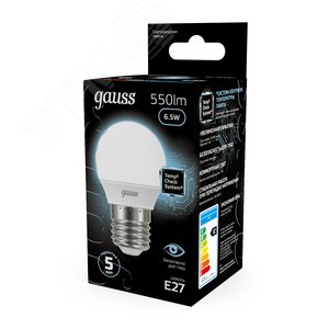 Лампа светодиодная LED 6.5 Вт 550 лм 4100К шар P45 нейтральный E27 AC 220В Black - фото 13