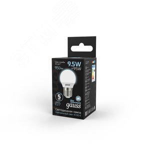 Лампа светодиодная LED 9.5 Вт 950 лм 4100К AC150-265В E27 шар P45 нейтральный  Black Gauss 105102210 GAUSS - 5