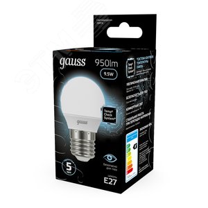 Лампа светодиодная LED 9.5 Вт 950 лм 4100К шар P45 нейтральный E27 AC 220В Black - фото 13