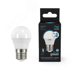 Лампа светодиодная LED 7 Вт 550 лм 6500К шар P45 холодный E27 AC 220В шаговое диммирование выключателем Black - фото 2