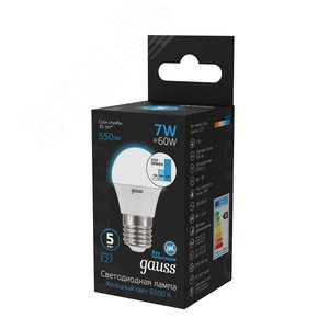 Лампа светодиодная LED 7 Вт 550 лм 6500К шар P45 холодный E27 AC 220В шаговое диммирование выключателем Black - фото 4