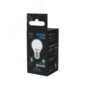 Лампа светодиодная LED 9.5 Вт 950 лм 6500К шар P45 холодный E27 AC 220В Black - фото 15