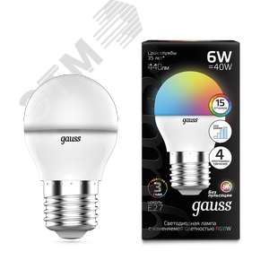 Лампа светодиодная LED 6 Вт RGBW+димирование E27 Шар Black Gauss